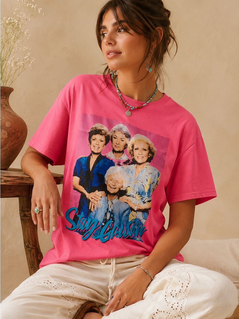 The Golden Girls 80’s Sitcom Neon Hot Pink T-Shirt Size Small
